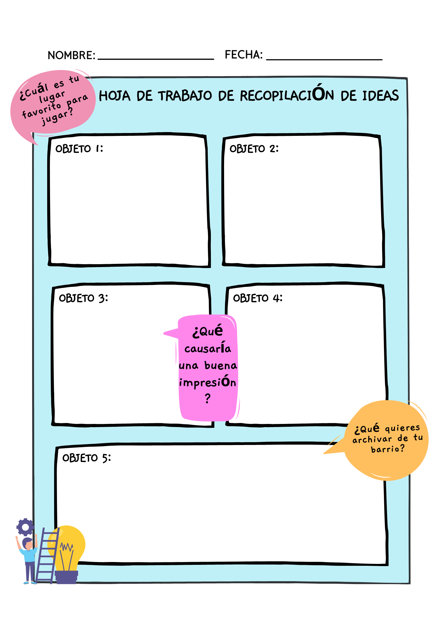Brainstorm Collecting Worksheet Spanish.png