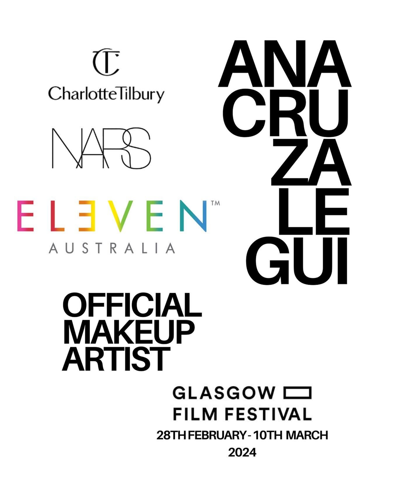Excited for another year with the wonderful people of The Glasgow Film Festival and wonderful artist support from Nars, Eleven Australia &amp; Charlotte Tilbury 💋💄💋 🎬🎬🎬 #anacruzalegui #anacruzmakeup
