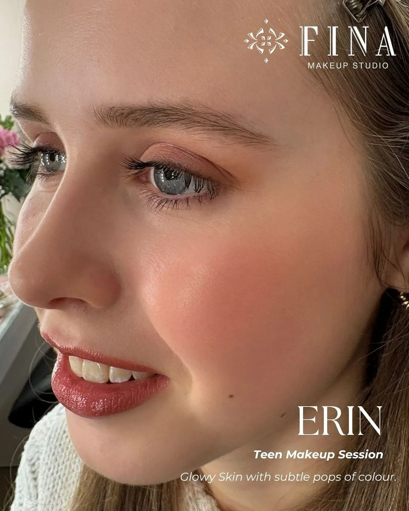 Lovely Erin in the studio today for a Teen Makeup Session, we went for glowy skin with subtle pops of colour. 🩷
Products used.
@elemis Superfood Day Cream 
@narsissist Nars Afterglow Liquid Blush in Brazen
Nars Matte Concealer 
@hudabeauty Huda Bea