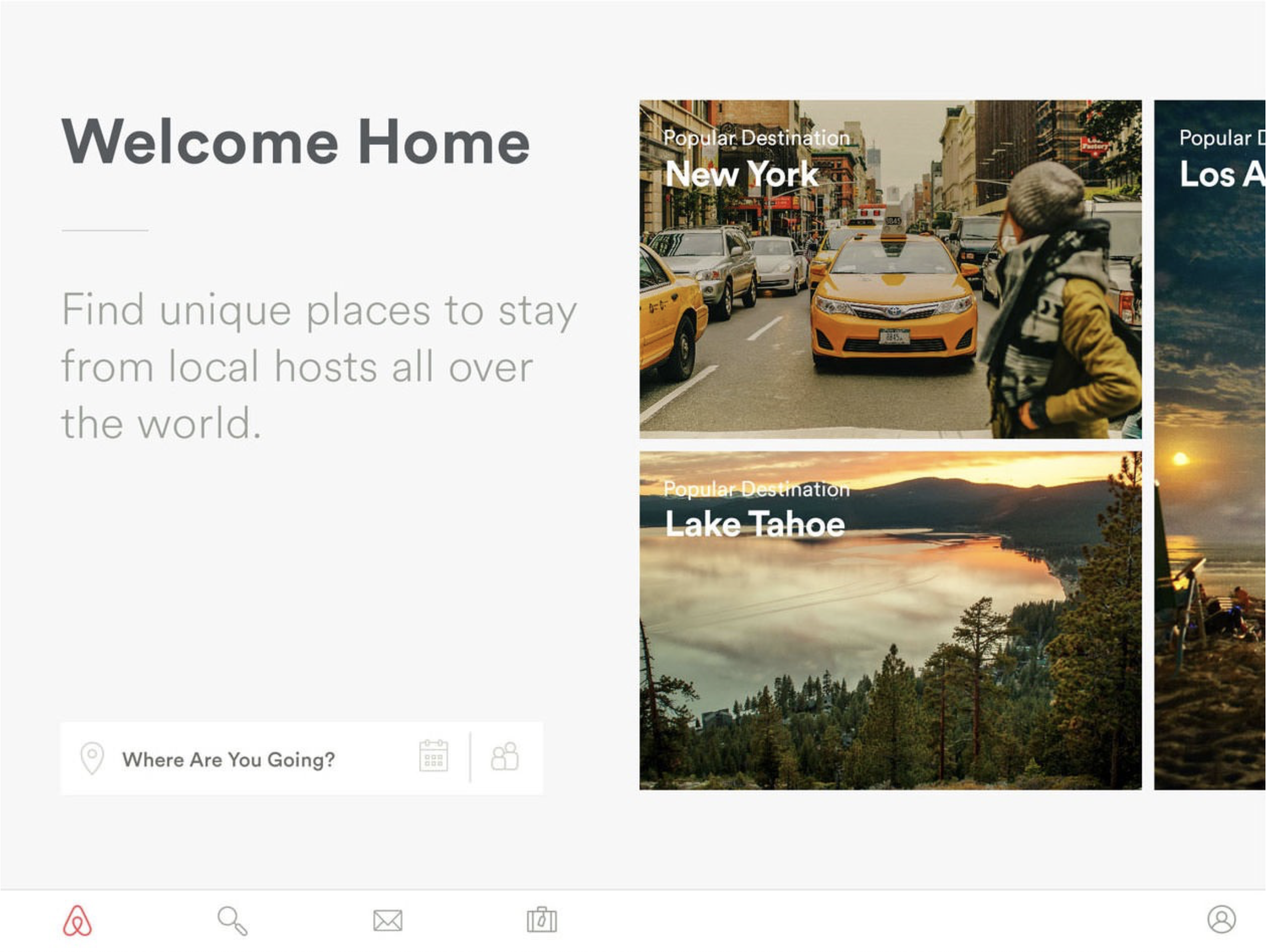 The first version of Airbnb on iPad
