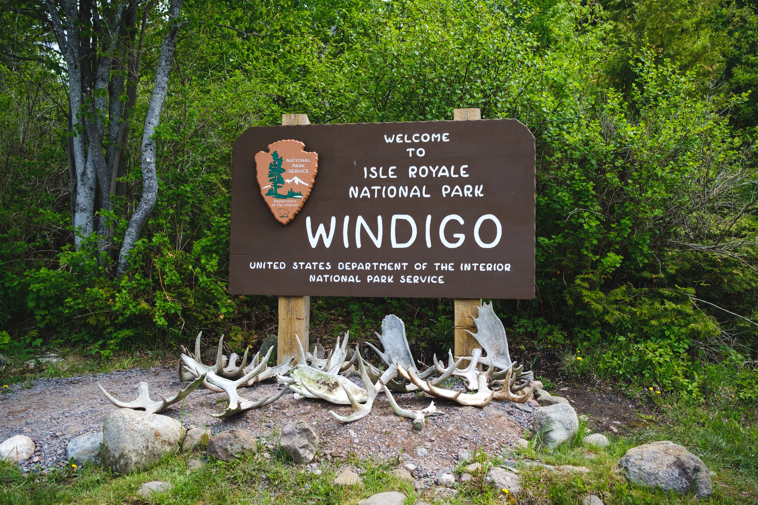  The welcome sign on Isle Royale. One of the few sights we saw outside of the visitor’s center. 