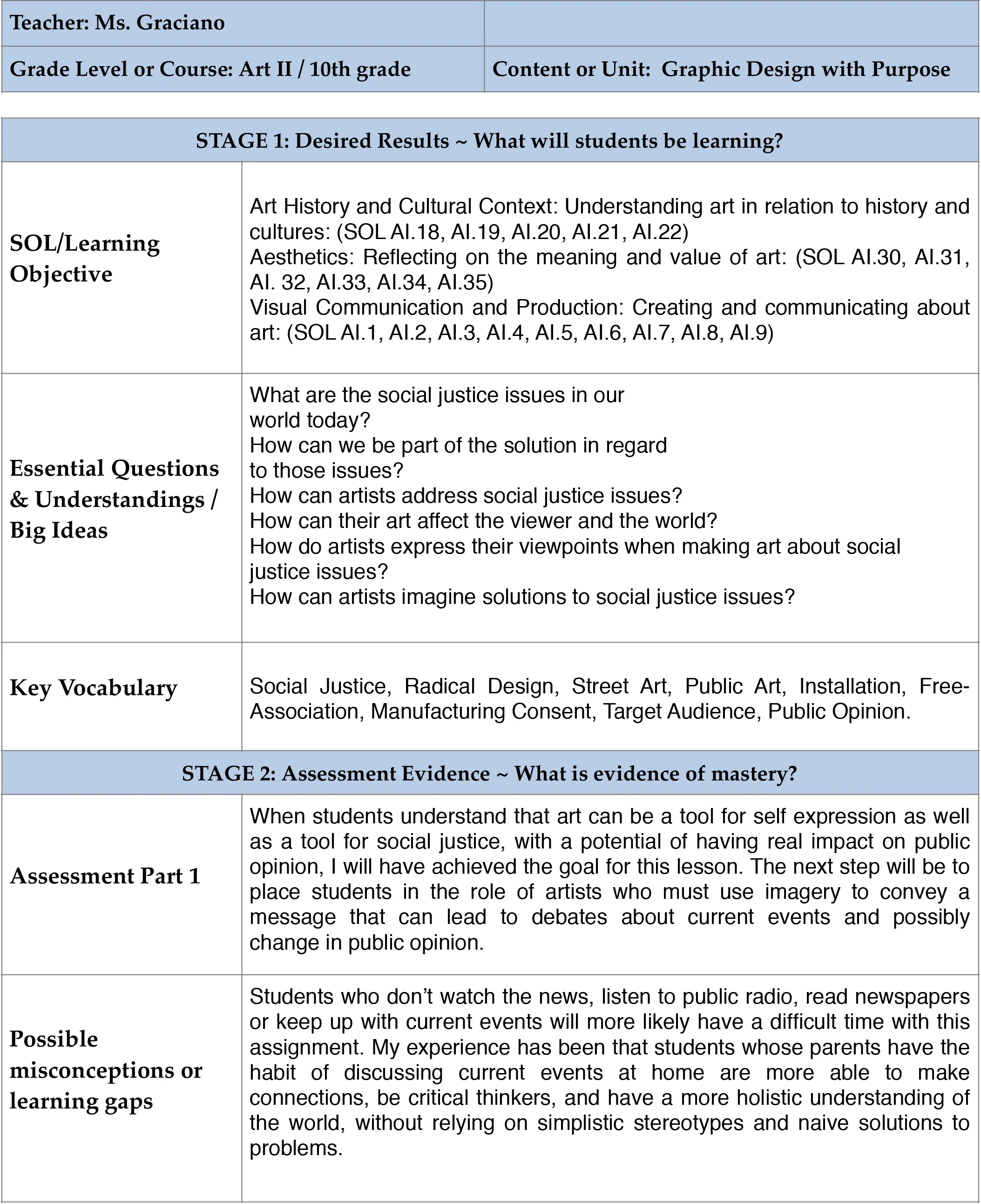 Lesson Plans Elka Graciano