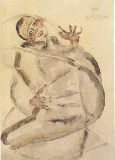 "Self-portrait as a prisoner" by Egon Schiele, 1912