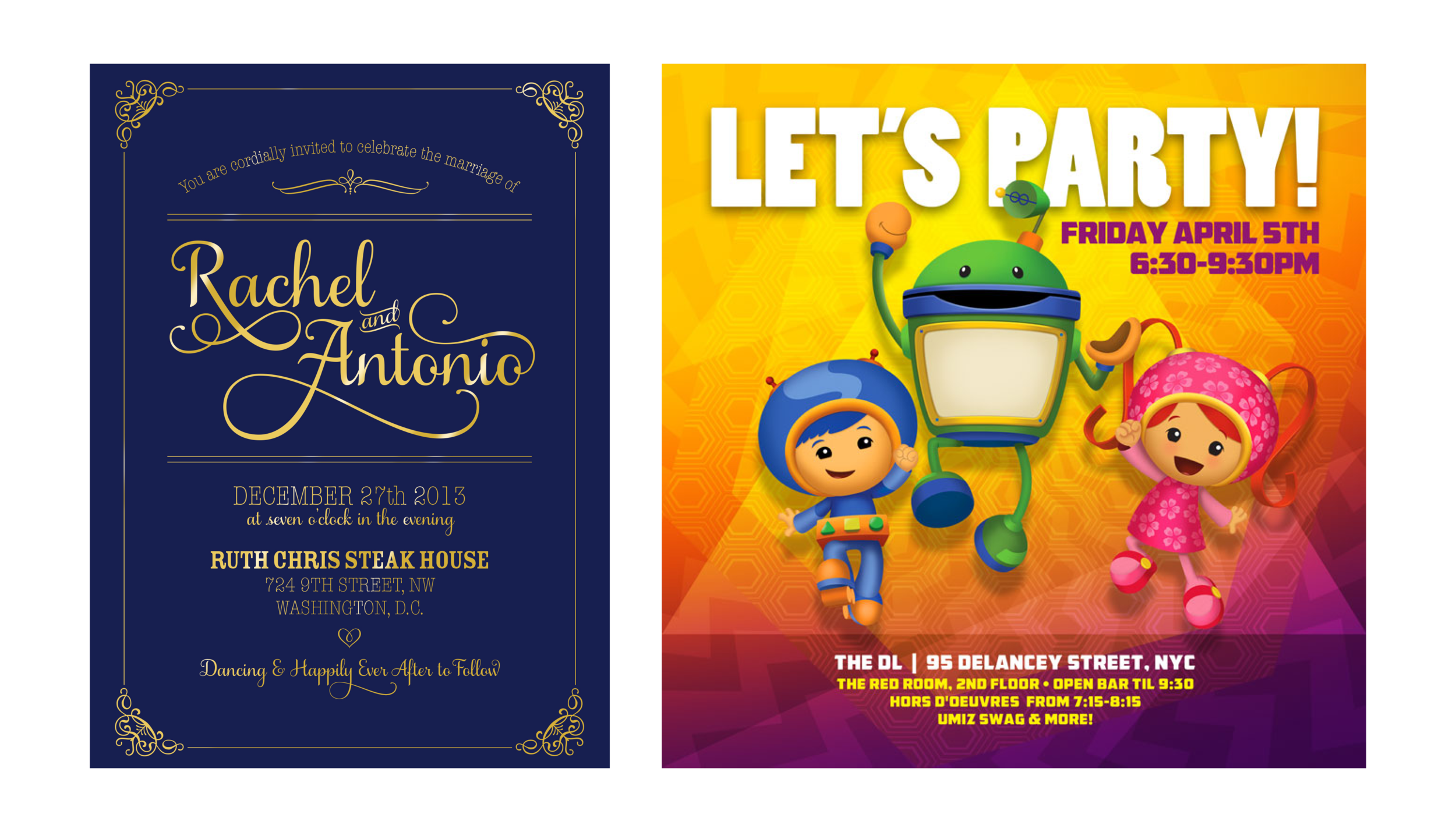 Wedding Invitation & Nickelodeon UmiZoomi Event Invitation
