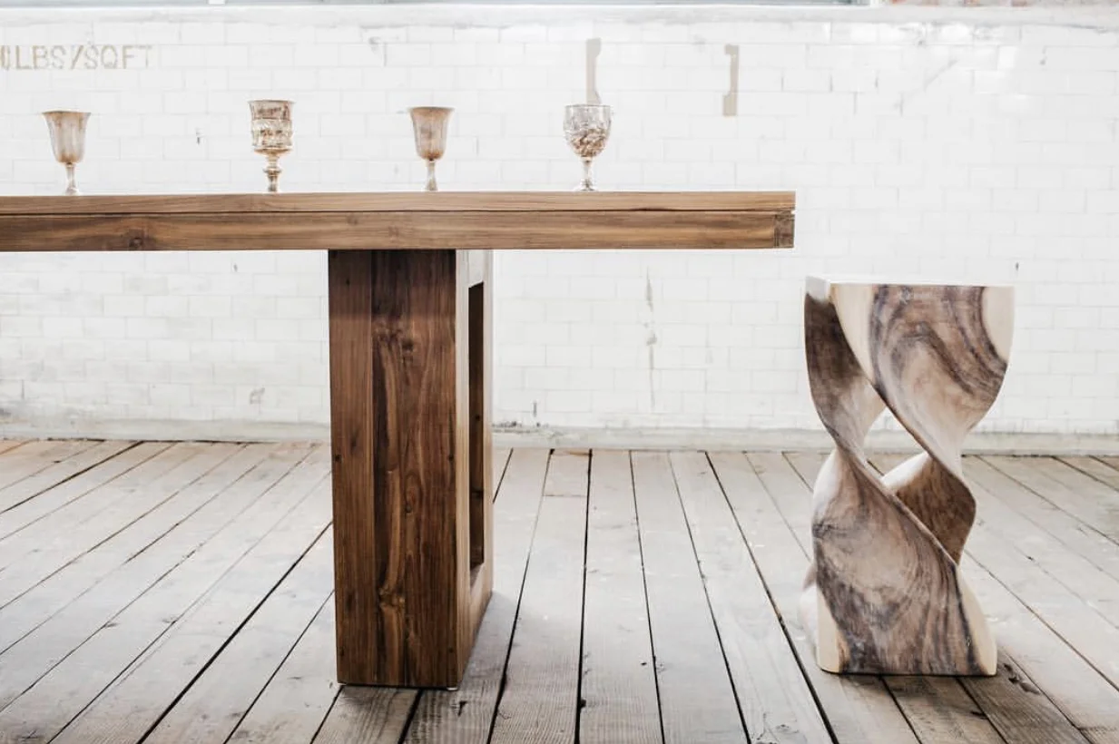 Here is a sneak peek of what the dining room table will look like! It’s 8 feet long and can seat up to 10 people.