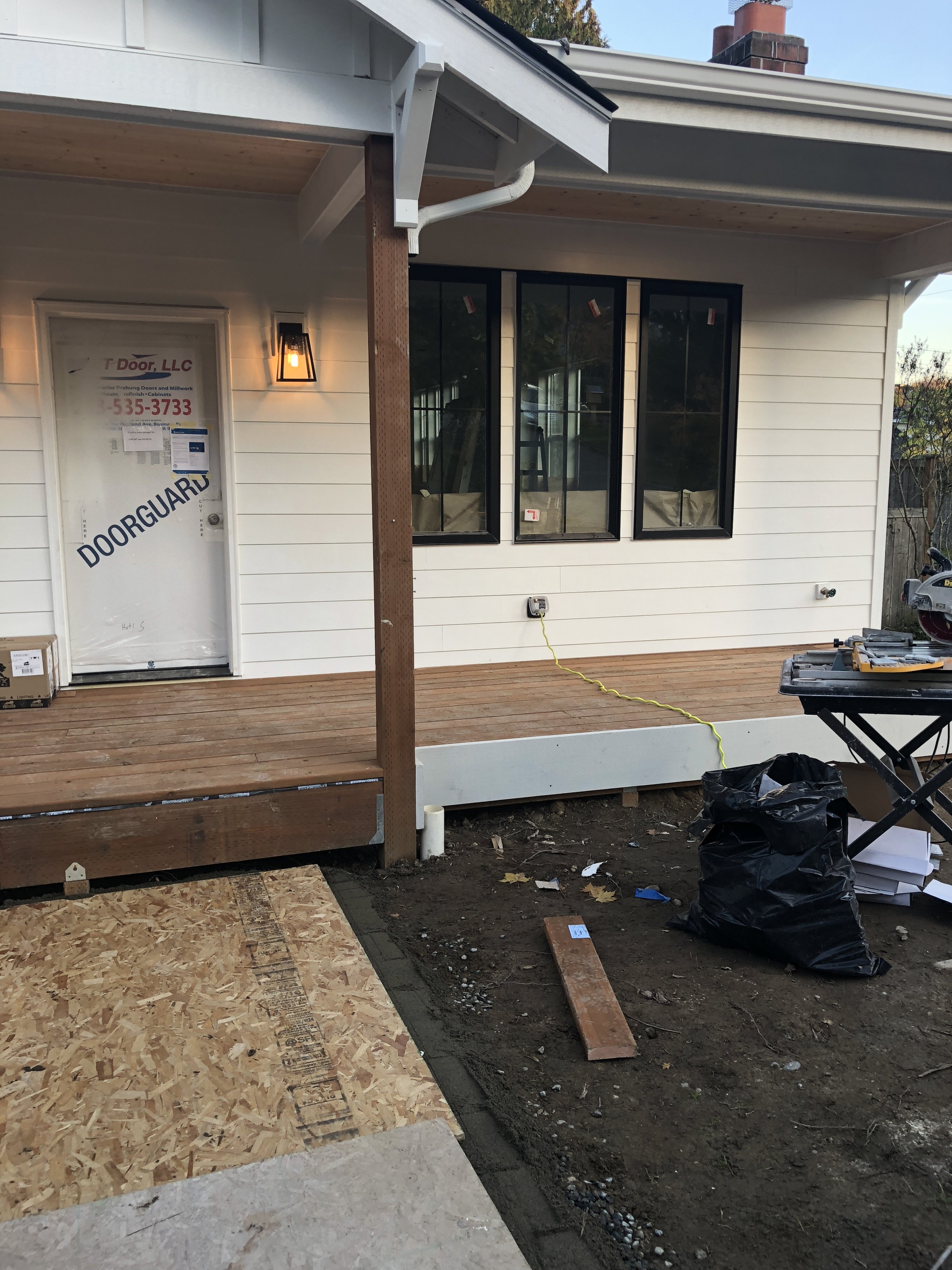  Front porch being built.  