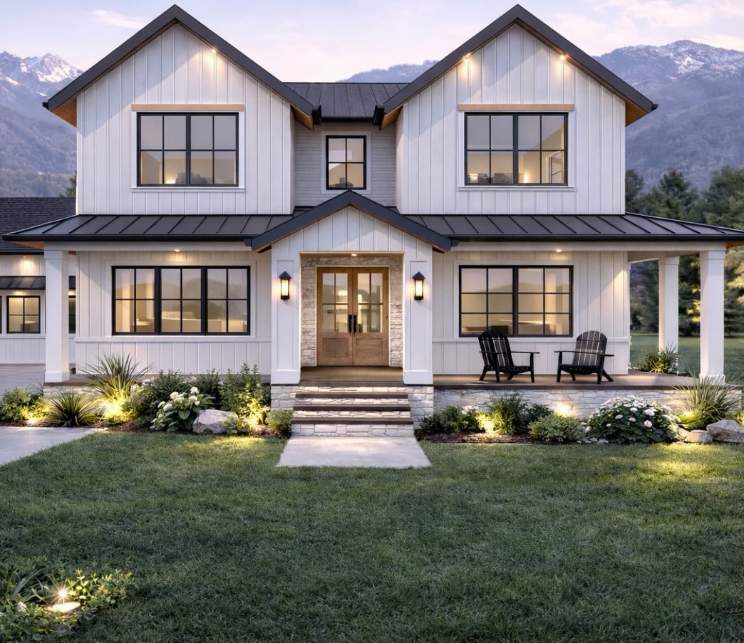 We almost painted this house charcoal 👀

I had saved the most beautiful inspiration image &mdash; a moody, dramatic exterior with a full stone moment wrapping the garage and I was convinced that was the direction we were going to take. I love a bold