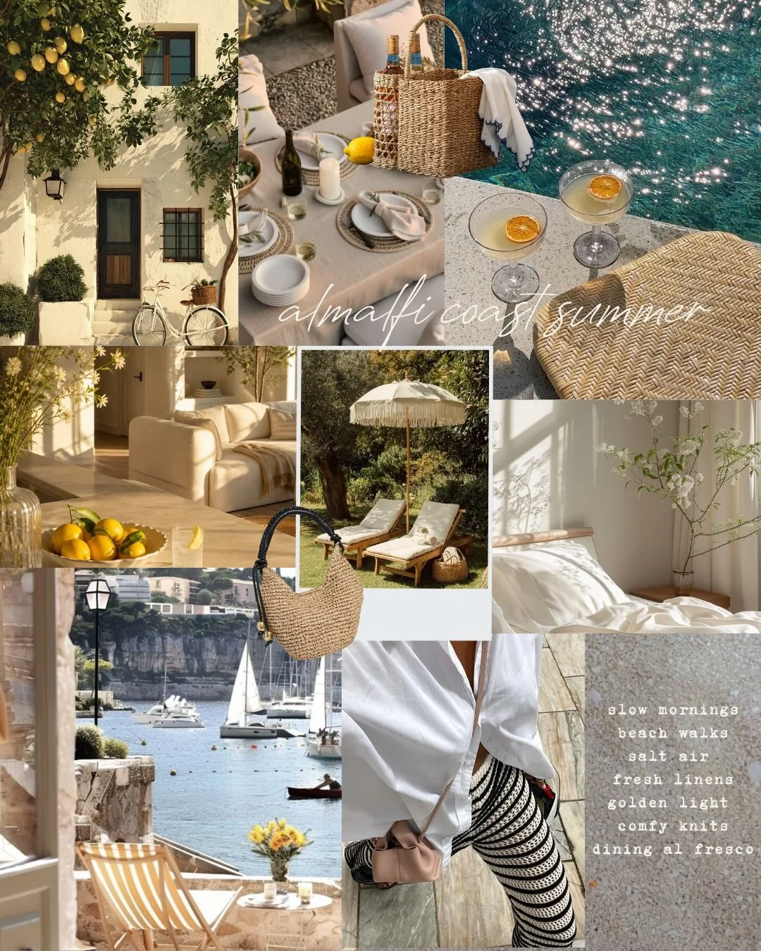 La Dolce Vita | Amalfi Coast Summer Vibes ☀️🌊🐚🐟🍋

I&rsquo;m someone who loves a new season &mdash; A fresh start. New energy. A chance of pace (and scenery). 

Lately, I&rsquo;ve been thinking less about what I want to accomplish and more about h