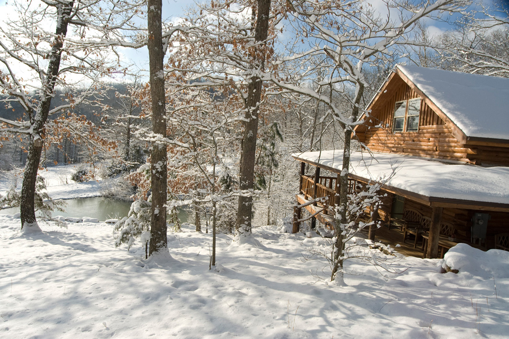 Log Cabin in the winter