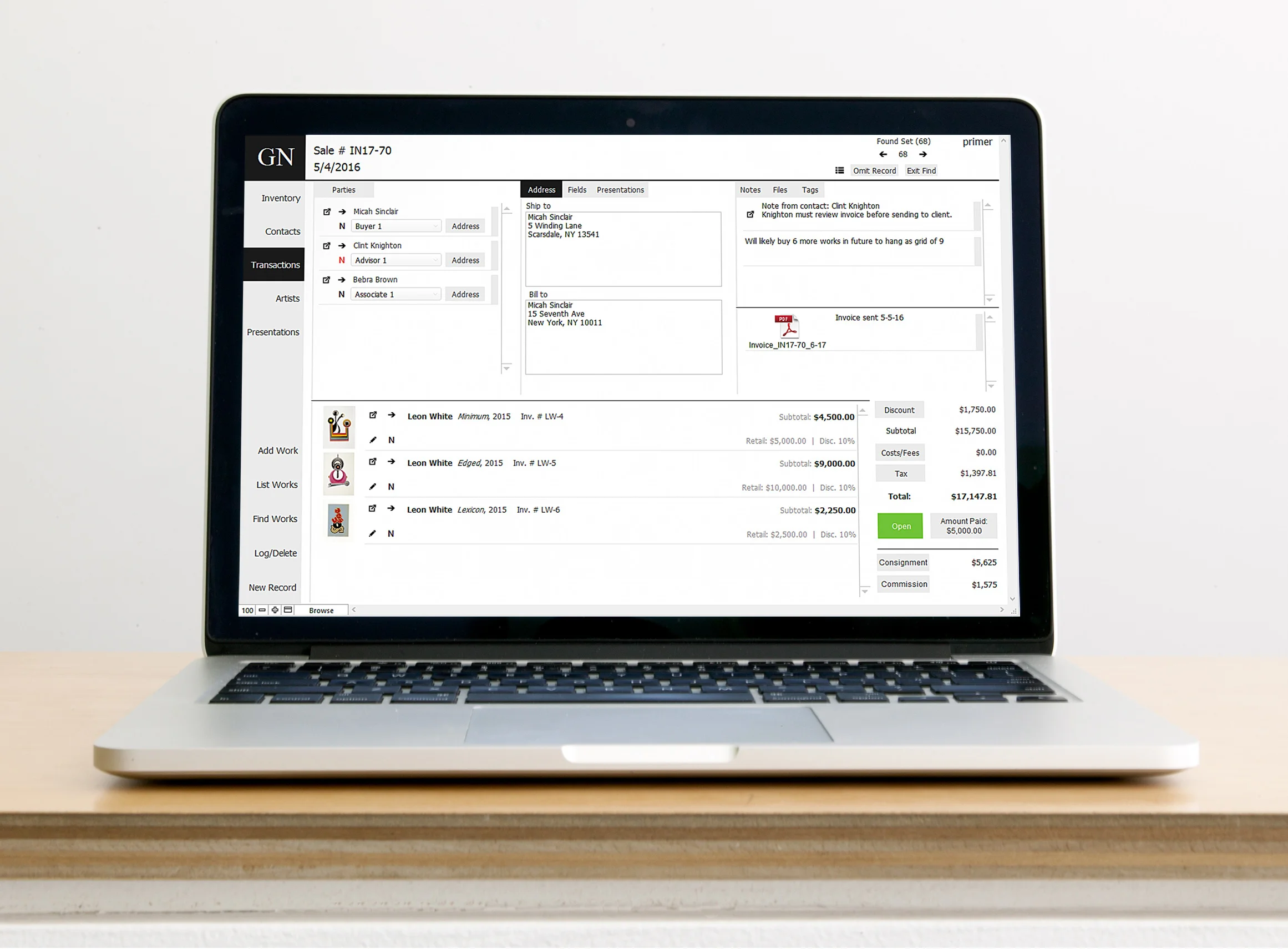 Sell and invoice your artwork quickly with Primer art software