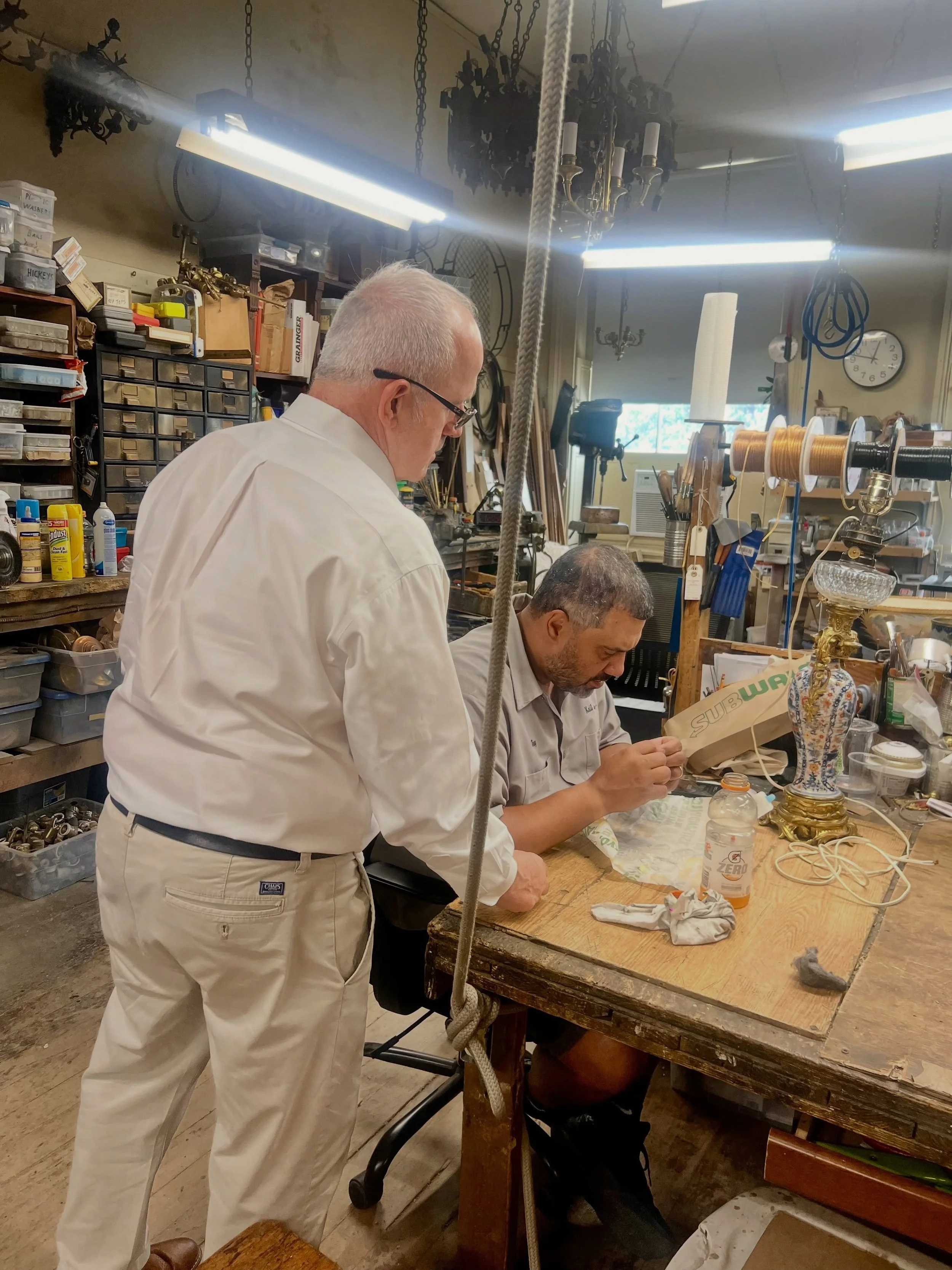 Huge thanks to our friends and neighbors @moss.antiques for helping repair our gorgeous art deco mermaid chandelier. As much as the French Quarter is a tourist destination, it is first and foremost a community.