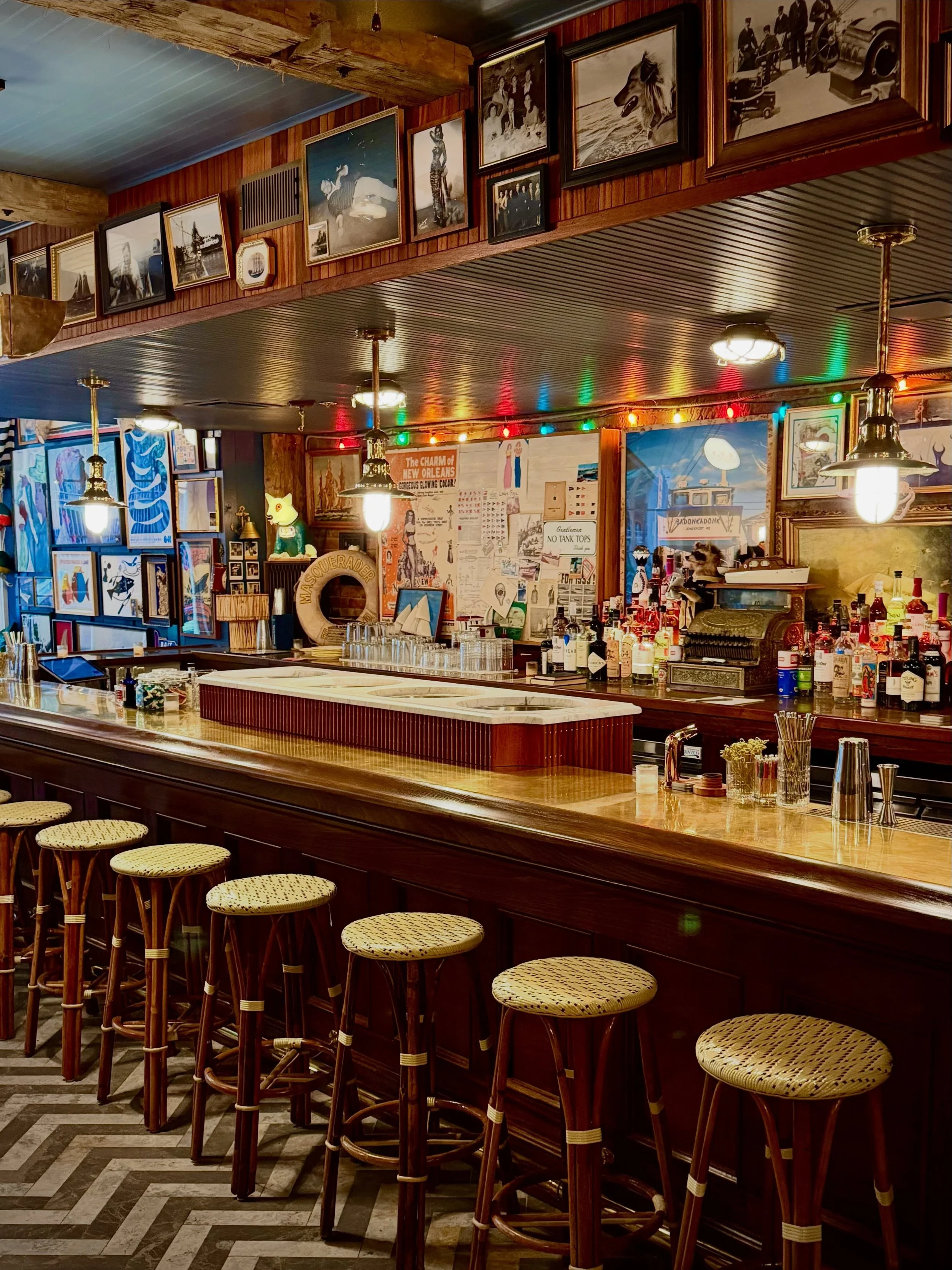 Hidden behind all this stuff, we&rsquo;ve got two huge screens ready to play the SAINTS game today. Doors open at 11. Who Dat!