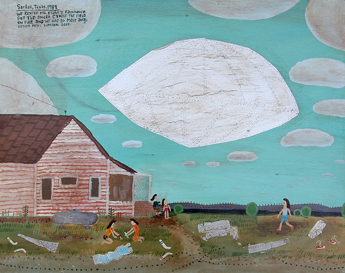 Mr. Stone’s Farmhouse | 2015 | Acrylic with foil and graphite on panel | 16" x 20"