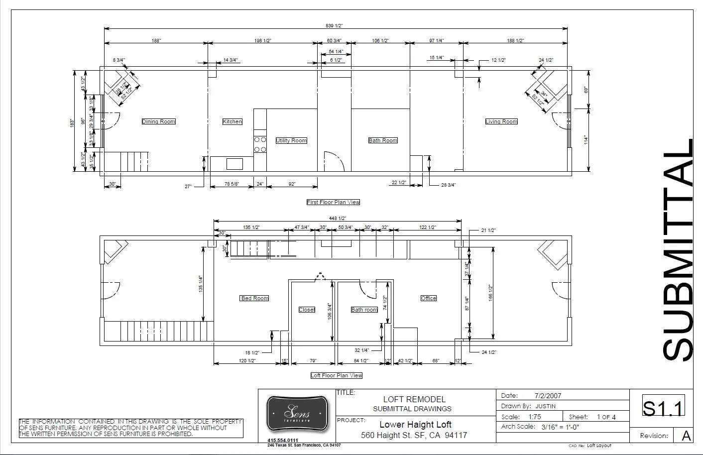 SUBMITTAL DRAWINGS FOR LOWER HAIGHT REMODEL