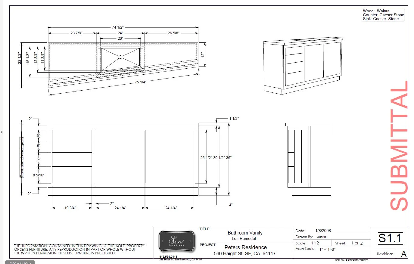 SUBMITTAL DRAWINGS FOR LOWER HAIGHT REMODEL
