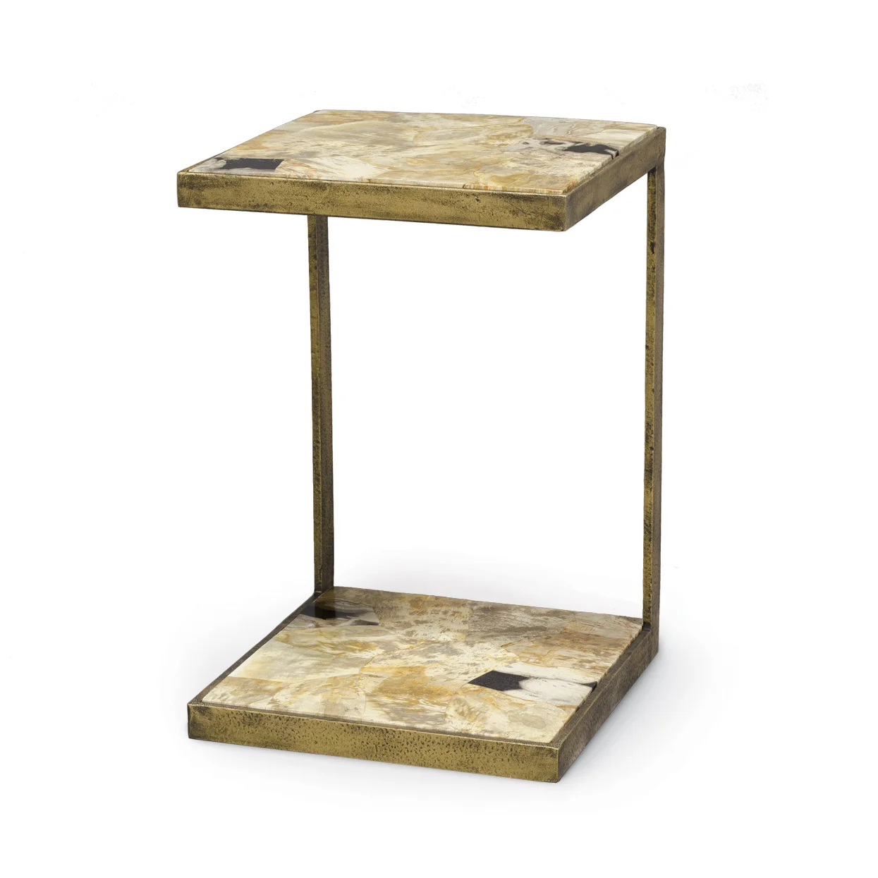 PETRIFIED WOOD SQUARE SLIDE SIDE TABLE FOR PALECEK