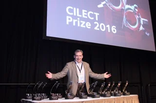 CILECT Executive Director, Prof. Stanislav Semerdiev prepares to award Prizes: picture courtesy of CILECT