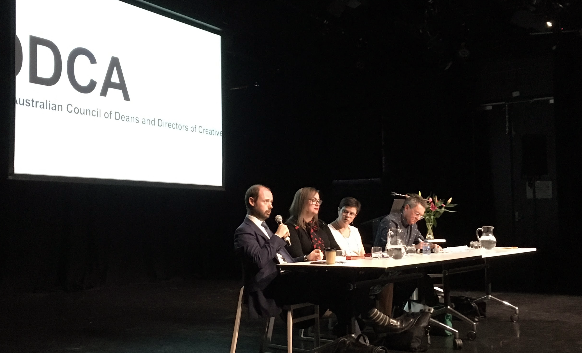 Beyond Research Panel with (L-R) Dr. Tim Cahill, Prof. Cat Hope, Prof. Joanne Tompkins &amp; Prof. Clive Barstow