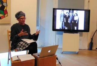 Debra Porch, Australian Tapestry Workshop residency, South Melbourne, 16 Oct to 10 Nov 2017. Photograph supplied by Ian Were