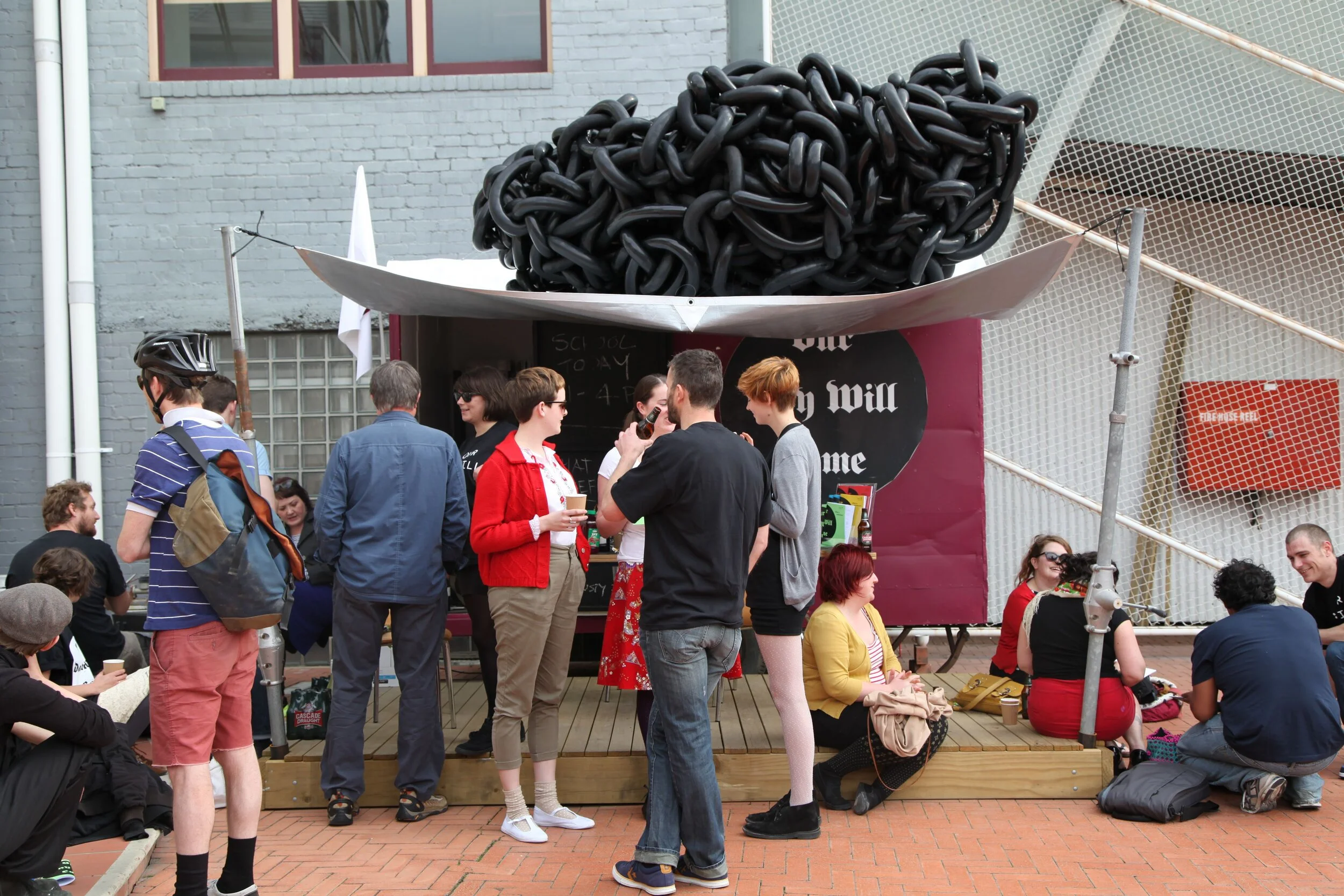 Image: Fiona LeeOur Day Will Come (2011) by Paul O’Neill &amp; Fiona Lee University of Tasmania School of Art&nbsp; forecourt&nbsp; Week 4 ‘What is Remoteness’ – Friday afternoon zine launch