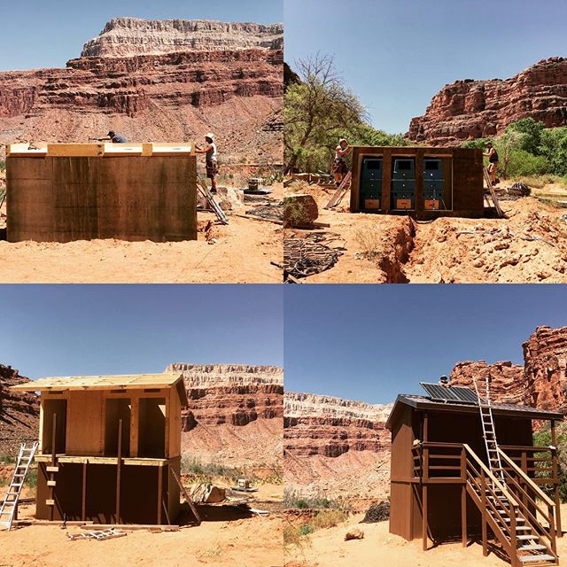 progress pictures for the 3-stall #compostingtoilet facility near #NavajoFalls in #SupaiAZ. Awesome build crew to be a part of. Can&rsquo;t ask for a more beautiful place to work. #havasufalls