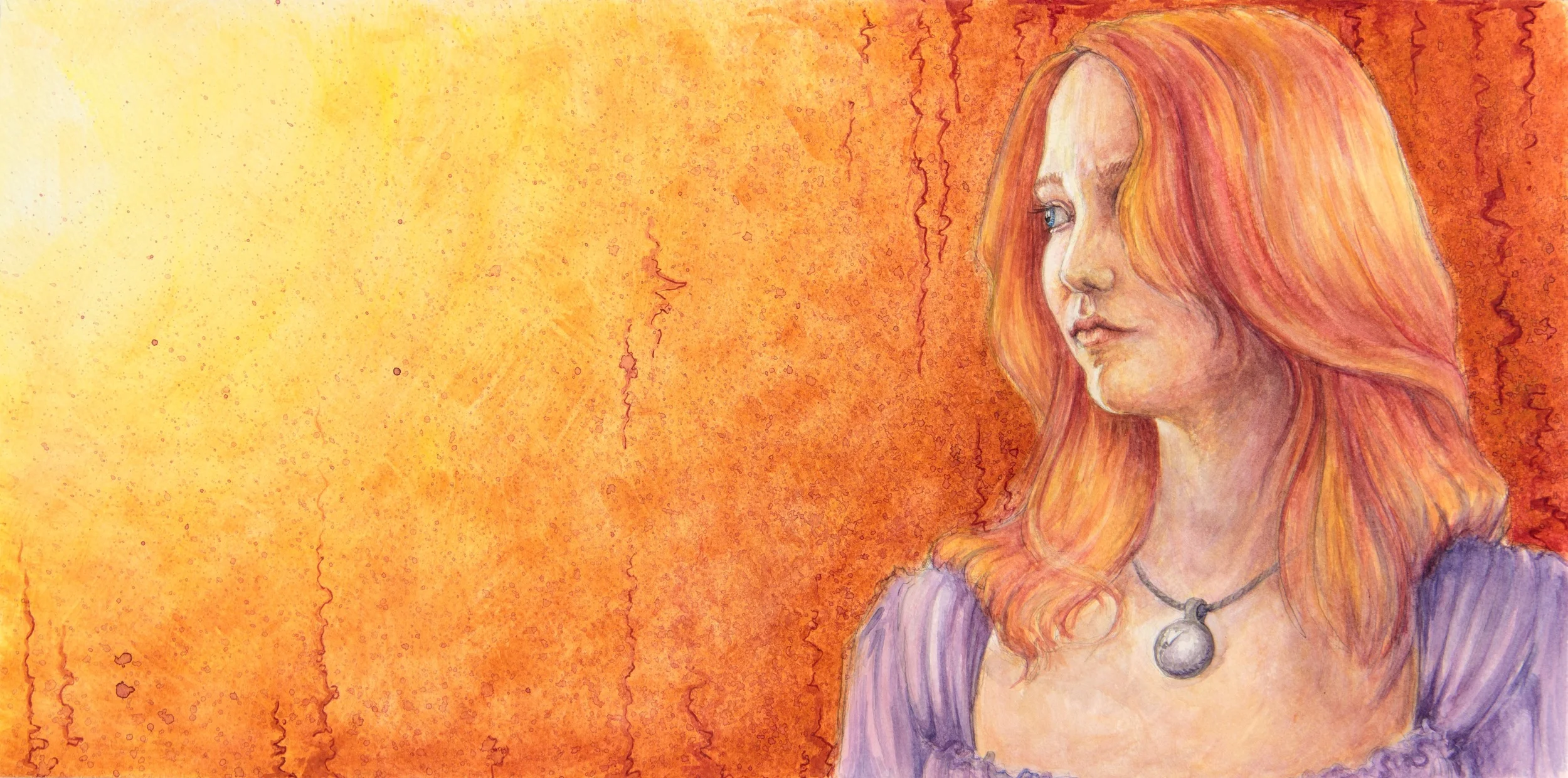 The Golden Now, Watercolor on Paper, 11x21"