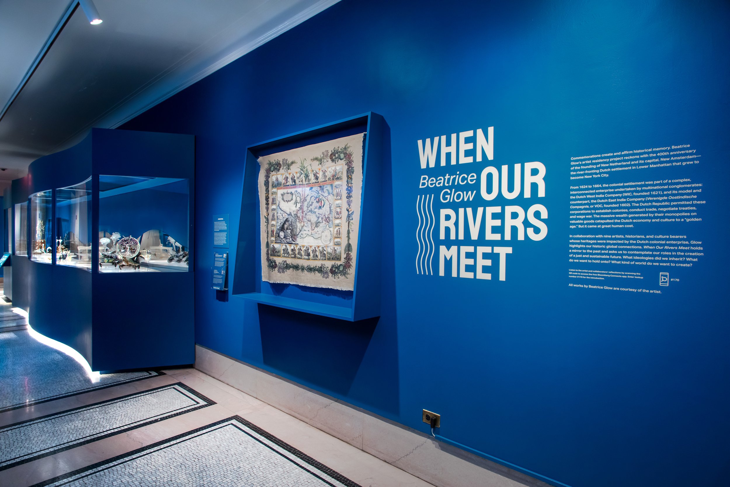  Installation view of  Beatrice Glow: When Our Rivers Meet,  2024, at New-York Historical Society, New York City. (c) Beatrice Glow. Courtesy the artist and New-York Historical Society. Photo: Glenn Castellano 