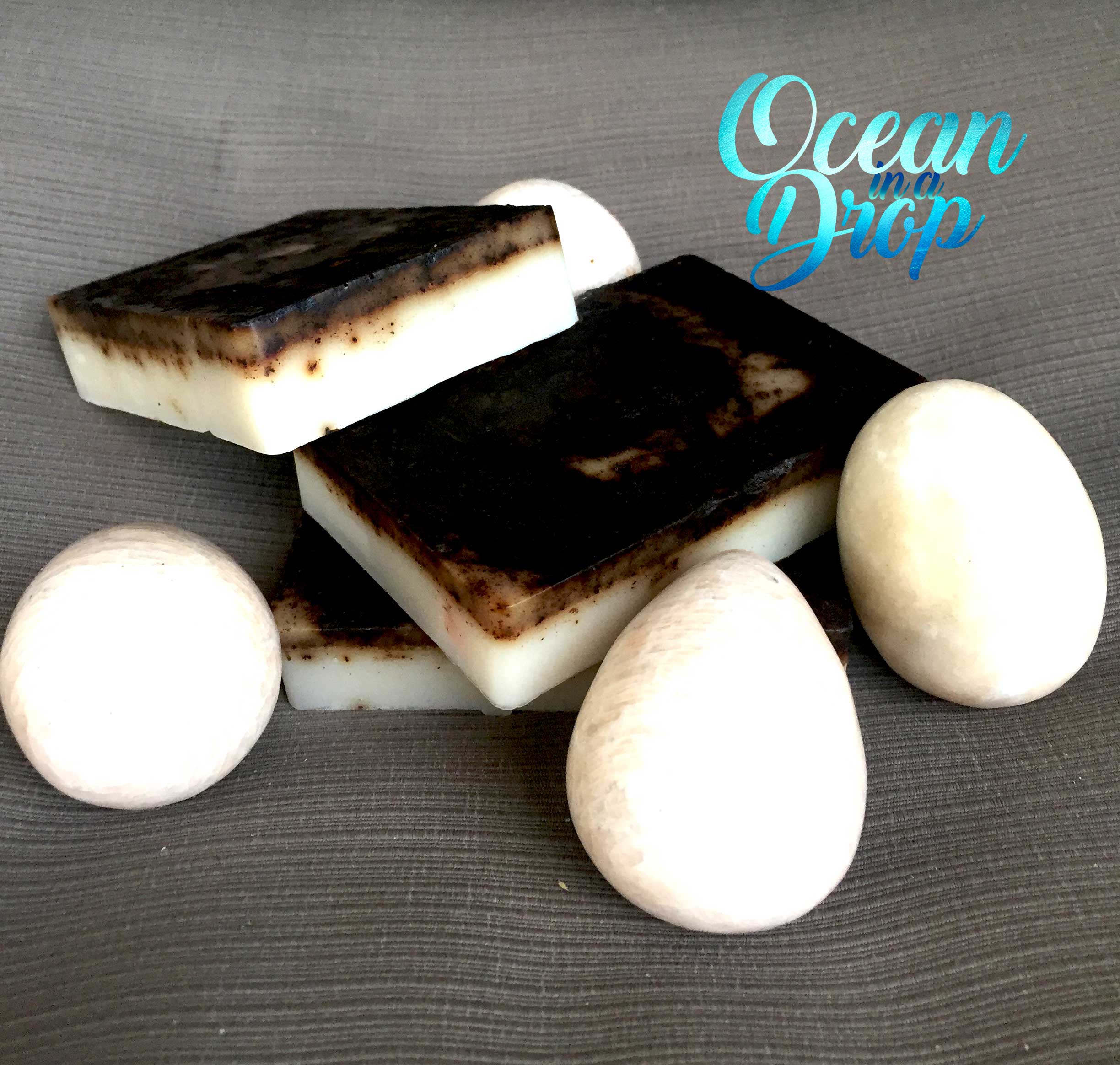 Moonstone Soap. Rich creamy shea butter combined with with energising coffee energised by mystic Moonstone crystal.