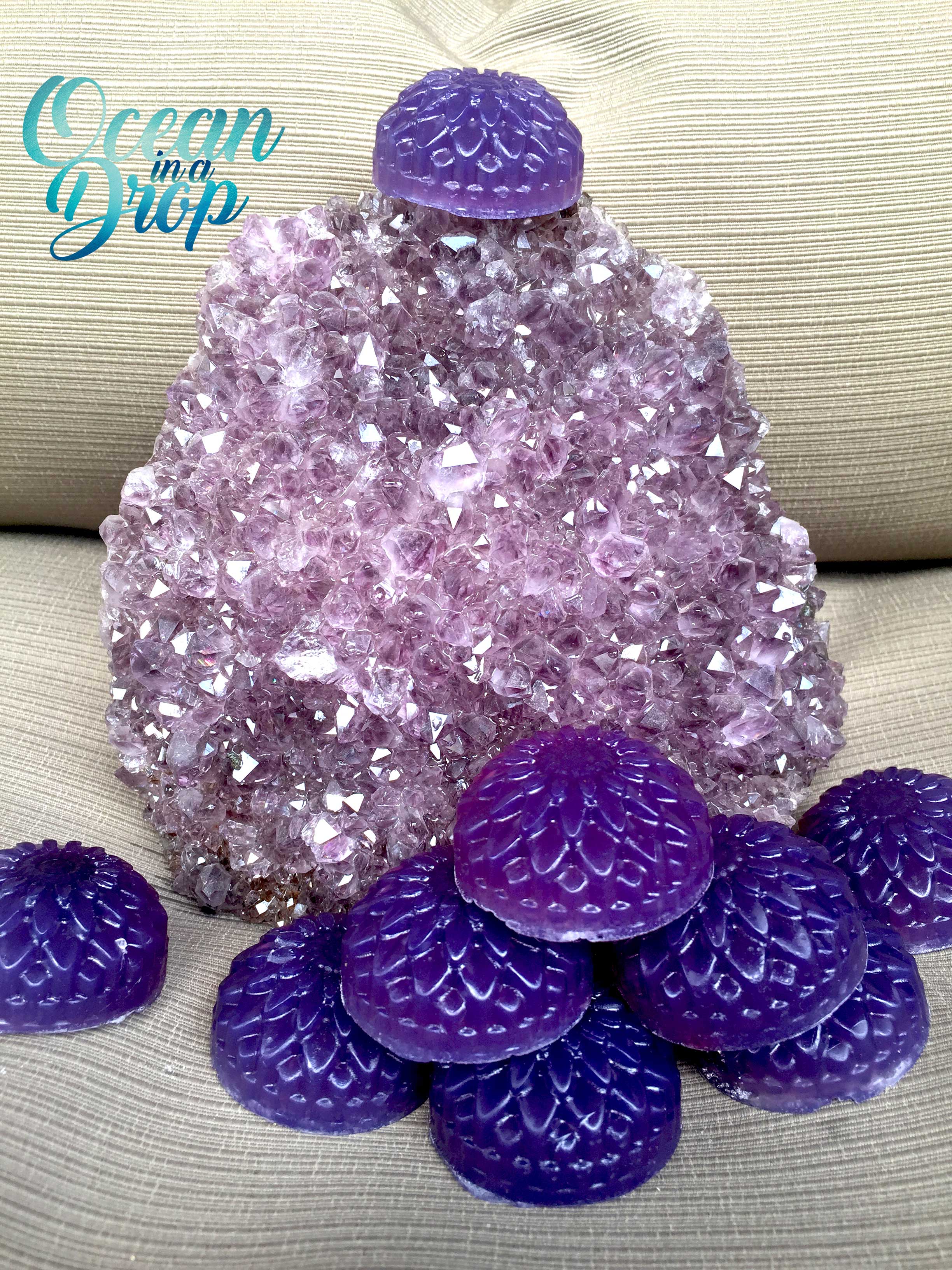 Tranquil Amethyst Soap - Lavender oil and energy of Amethyst crystal for supreme relaxation and stress relief. 