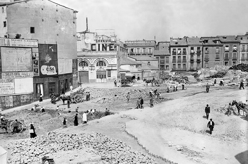 Inicio de las obras de Gran Vía, alrededor del año 1910