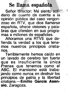 Carta al director publicada en ABC