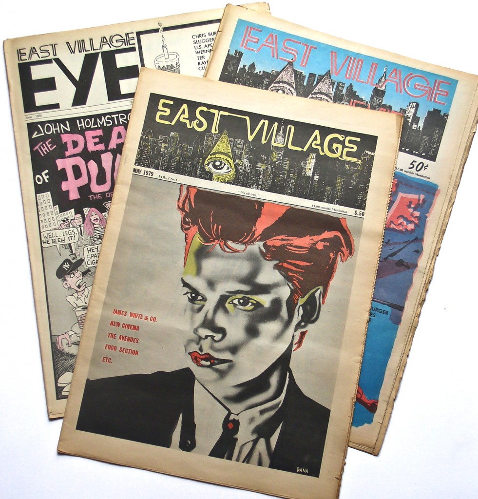 Varios ejemplares del East Village Eye , incluido el legendario primer número