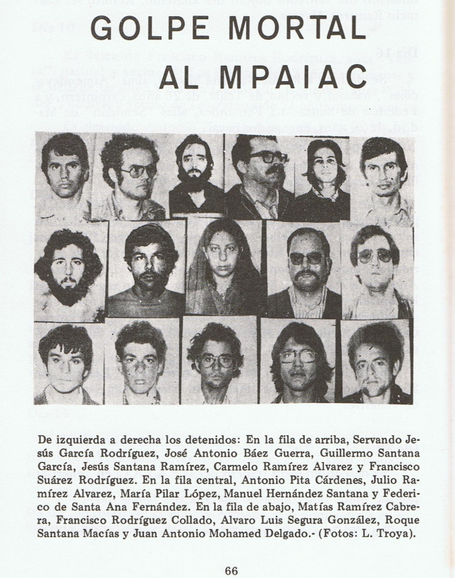 Lista de detenidos por pertenencia al grupo armado