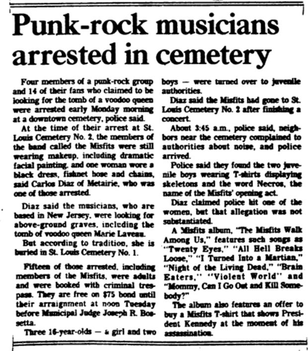La noticia publicada por el Times Picayune en su edición del 19 de octubre de 1982