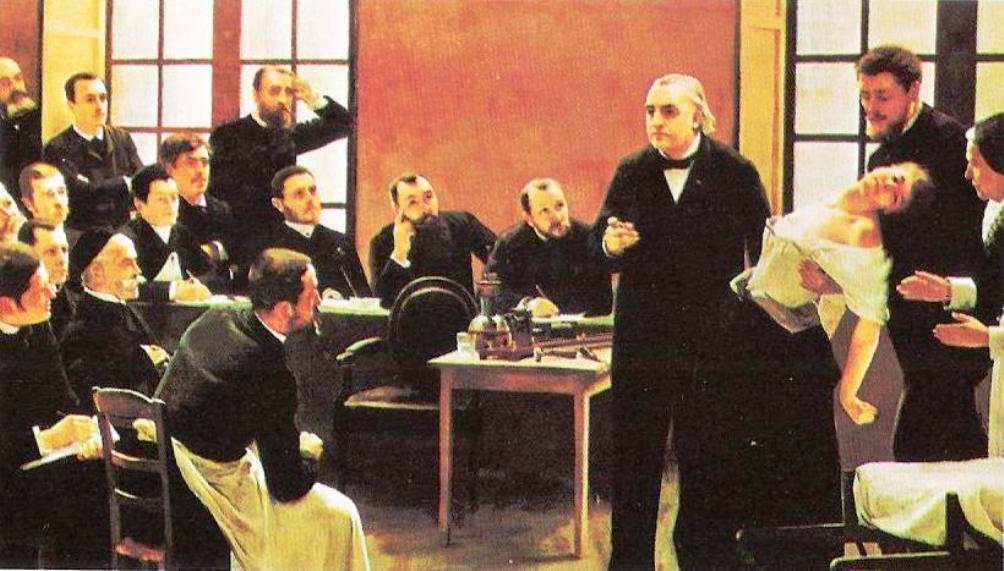 Representación de una de las conferencias «prácticas» del doctor Charcot
