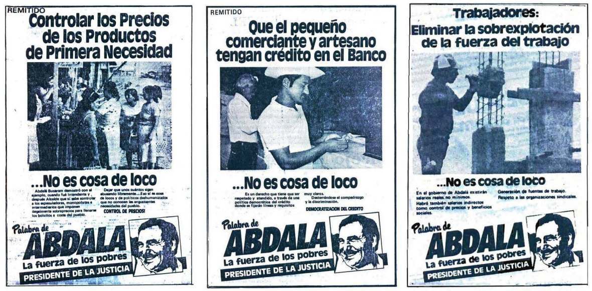 Carteles electorales de Bucaram, que ironizan con las declaraciones sobre su salud mental