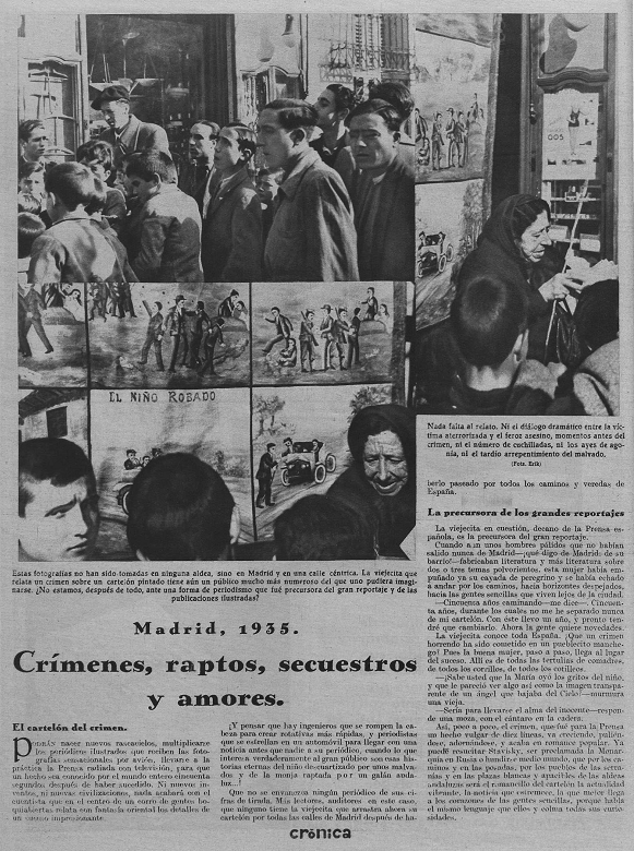 Reportaje de la revista Crónica titulado «Crímenes, raptos, secuestros y amores» y donde vemos a la última narradora de historias asombrosas