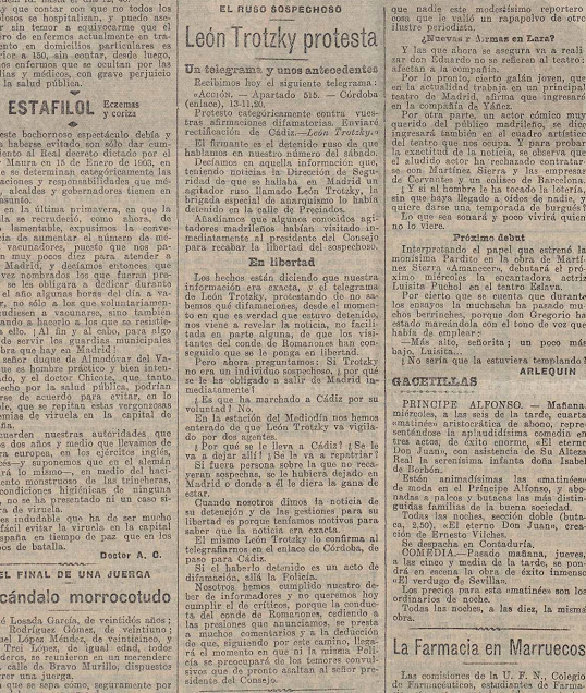 Trotski protesta. La Acción (14 de noviembre de 1916)