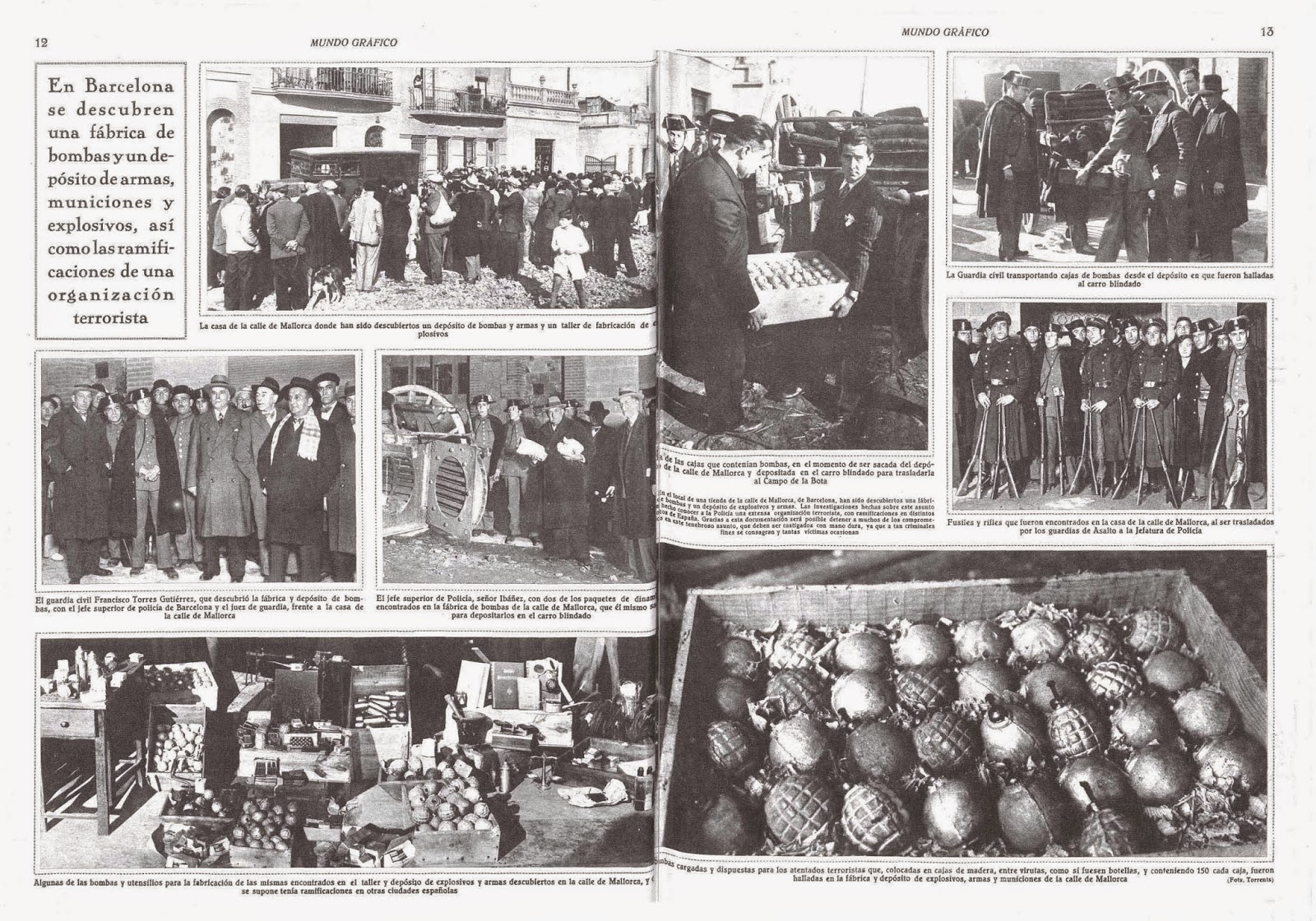 Mundo Gráfico también recogió el hallazgo de más arsenales (enero, 1933)