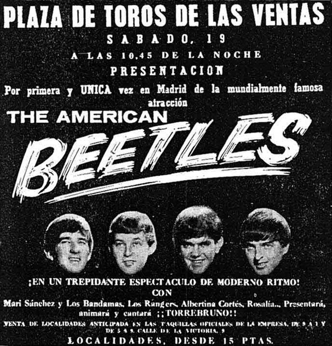Cartel del show de The Beetles en la plaza de Las Ventas de Madrid