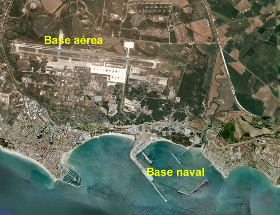 Vista aérea de la base militar de Rota
