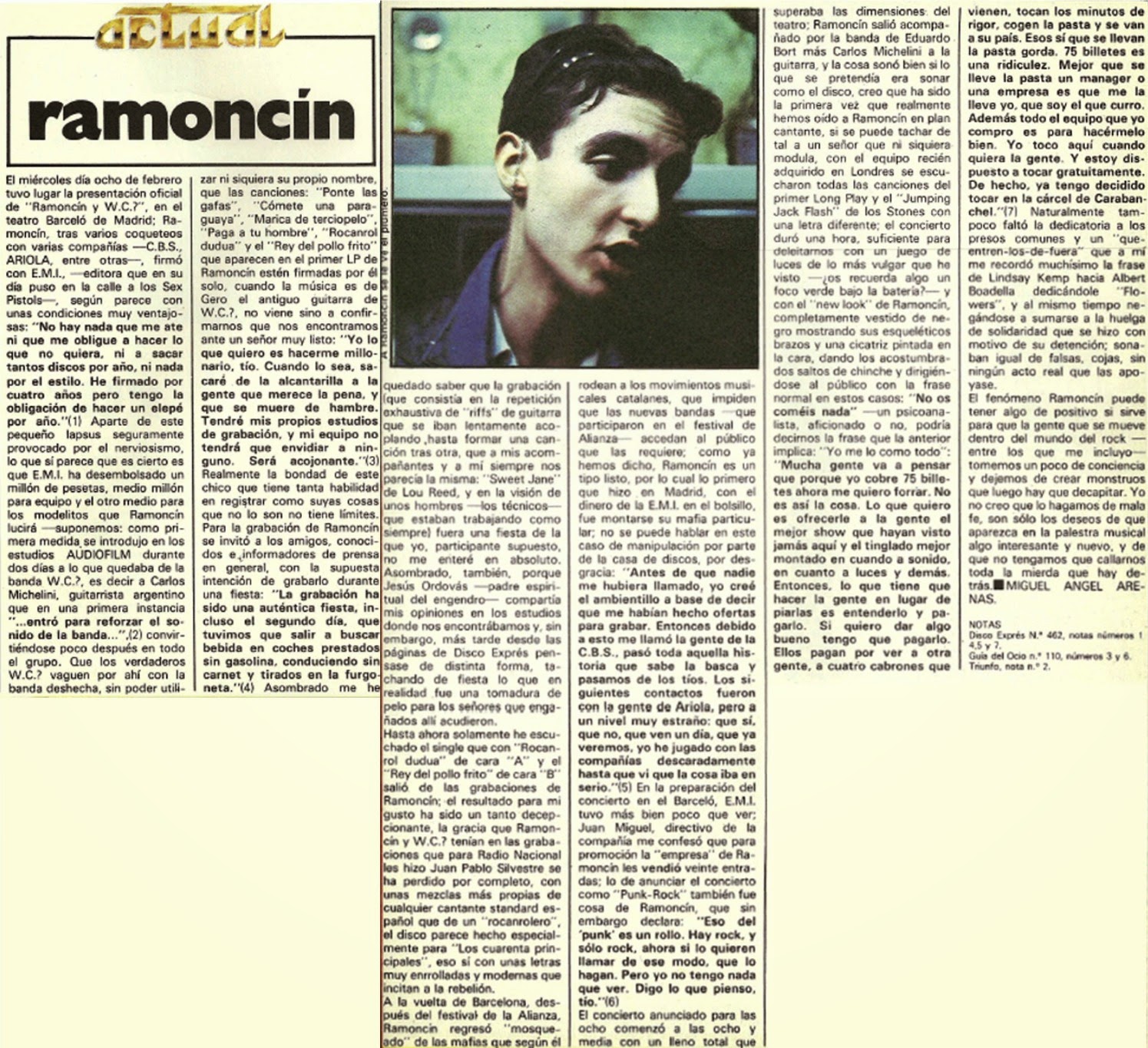 Entrevista a Ramoncín en Vibraciones (marzo de 1978)