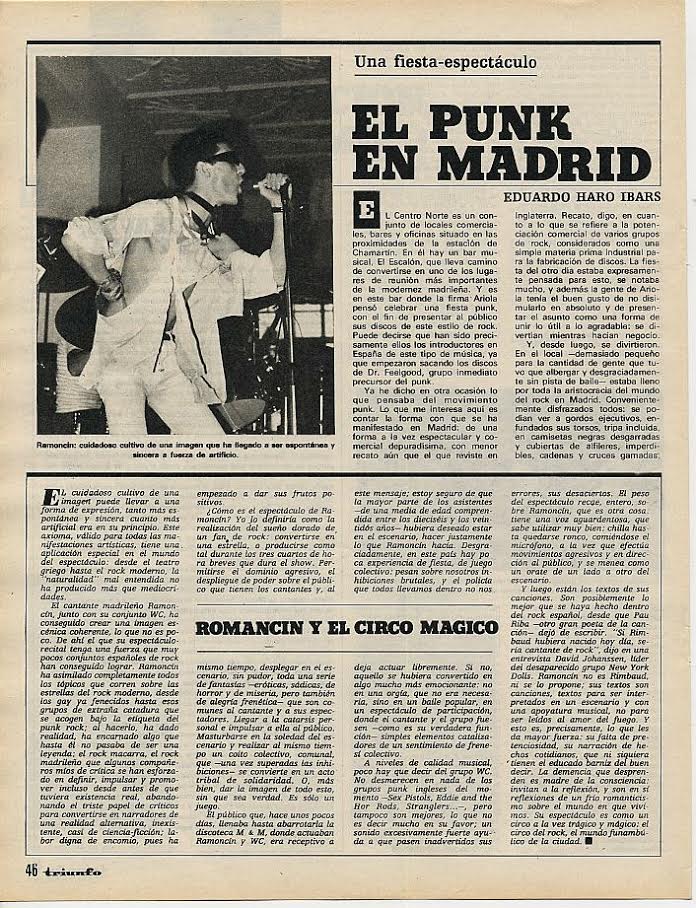 Eduardo Haro Ibars, «El punk en Madrid» (noviembre de 1977, Triunfo )
