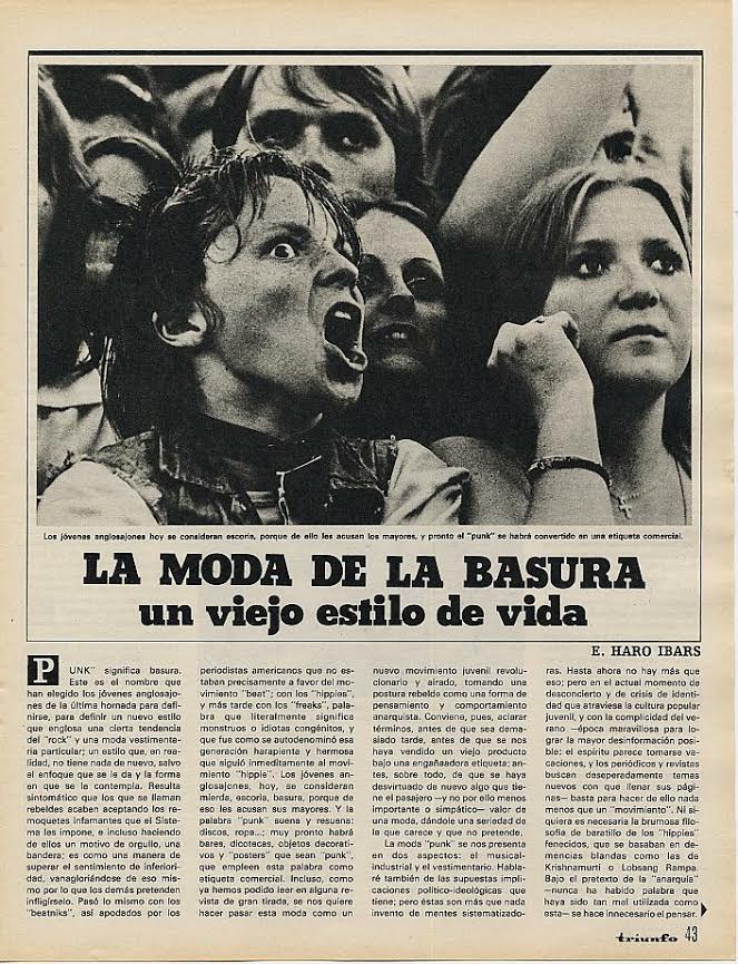 Eduardo Haro Ibars, «La moda de la basura: un viejo estilo de vida» (septiembre de 1977, Triunfo )
