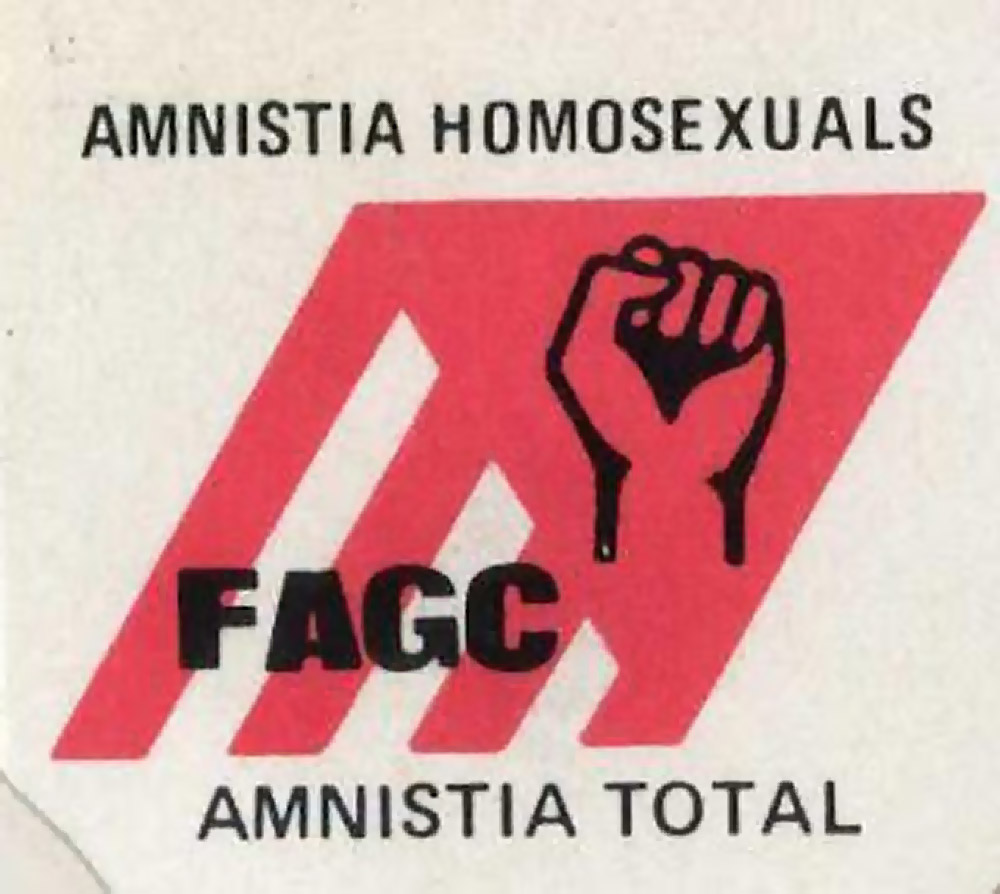 Cartel de la FAGC pidiendo la amnistia para los gays encarcelados