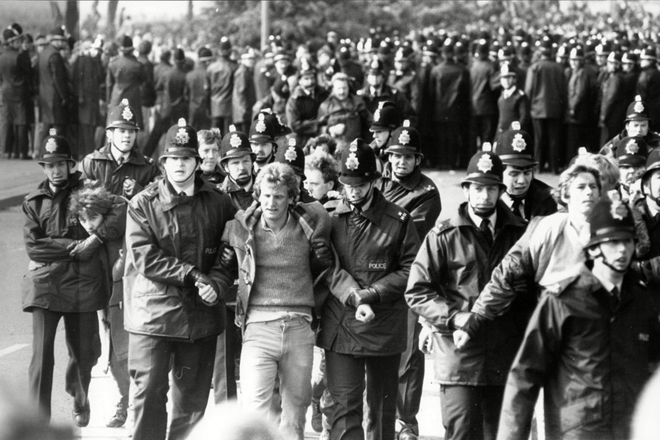 Protestas de los mineros durante la huelga de 1984