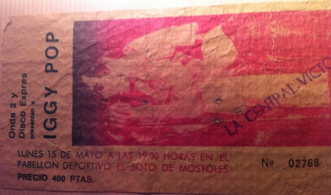 Entrada del concierto de Iggy Pop en Móstoles (15 de mayo de 1978)