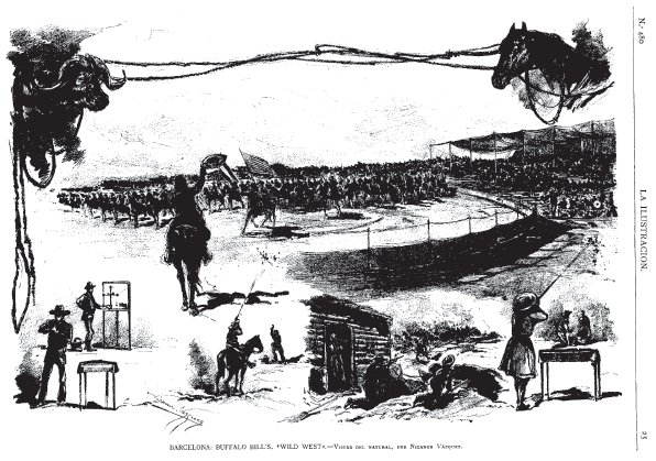 Ilustraciones de una de las funciones del circo en Barcelona ( La Ilustración Artística , 12 de enero de 1890)