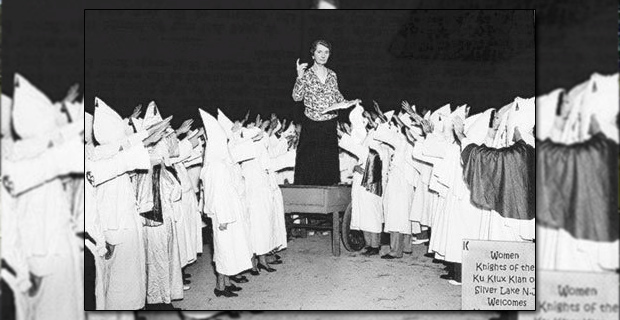 Margaret Sanger, fundadora de Planned Parenthood, durante un mítin al WKKK en Silver Lake (1926)