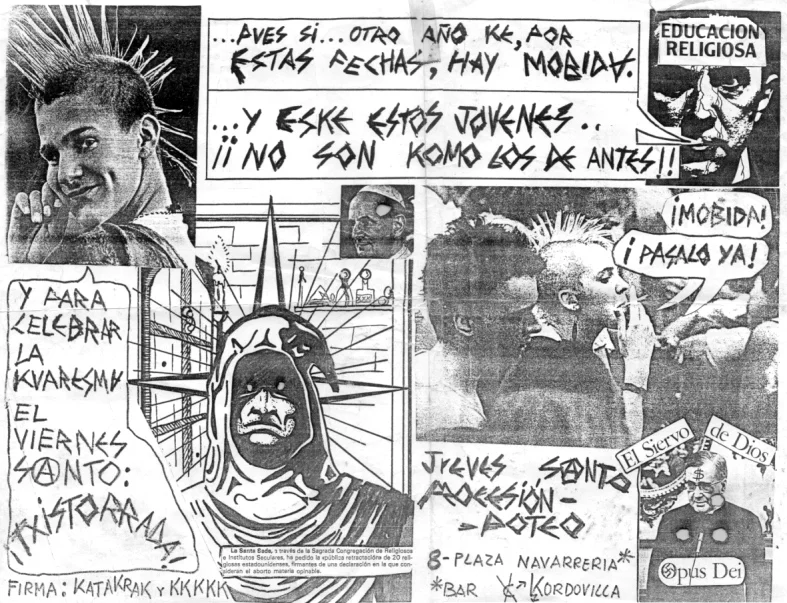 Flyer de Katakrak y KKKKK convocado una marcha atea para Semana Santa